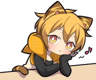 😶 애니메이션, 고양이 소녀, 카와이, 귀여운, 스티커, 치비 telegram sticker