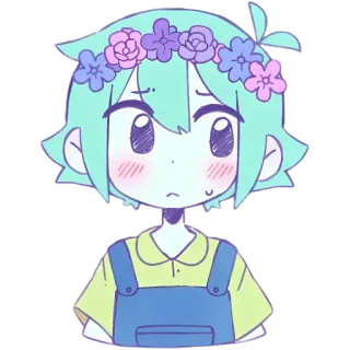 😥 Basil Omori Bazylia, Omori, Wianek, Gra wideo, Anime, uroczy telegram sticker