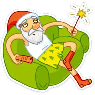 👆 Santa Claus père noël, noël, vacances, relaxation, dessin animé, autocollant whatsapp sticker