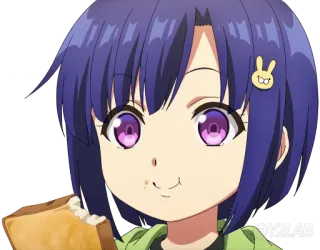 🍞 Anime, Desenho animado, Garota, Comendo, Fofo, Personagem telegram sticker