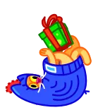 🎁 漫画, ギフト, モンスター, 青, お祝い telegram sticker