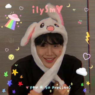 😊 ilySMY, you R So Precious mignon, lapin, chapeau, coeur, étoiles, doux telegram sticker