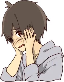 😳 anime, chłopak, zawstydzony, rumieniący się, kreskówka, nieśmiały telegram sticker