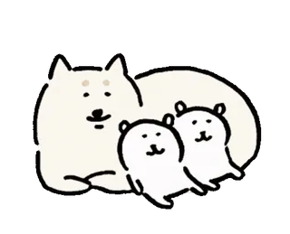 🐶 chien, chiot, mignon, animal, famille, blanc telegram sticker