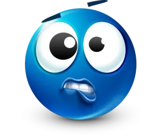 🤩 emoji, azul, cara, expresión, preocupado whatsapp sticker