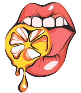 👄 lips, lemon, mouth, fruit, tasty, juicy telegram sticker