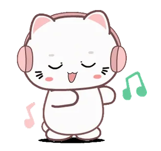 🎧 кот, музыка, наушники, милый, мультфильм, каваи whatsapp sticker