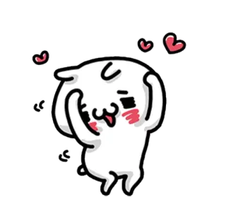 💞 Dibujo animado, Lindo, Corazón, Amor, Kawaii, Feliz, Blanco telegram sticker