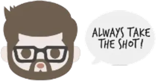 🔫 ALWAYS TAKE THE SHOT! óculos, desenho animado, homem, barba, citação telegram sticker