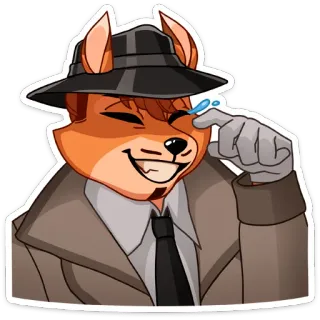 😢 raposa, antropomórfico, chapéu, casaco, detetive, chorando, emoções telegram sticker