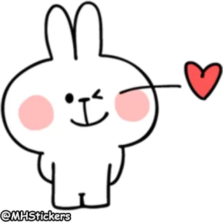 😉 @MHStickers coelho, desenho animado, coração, fofo, kawaii, adesivo, piscadela whatsapp sticker