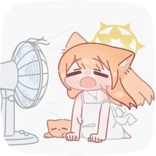 🥵 Anime, Catgirl, Fan, Sudore, Stanco, Kawaii, Carino telegram sticker