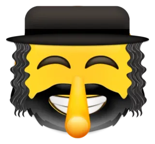 🤥 emoji, cartoon, hat, face, beard, nose, yellow telegram sticker