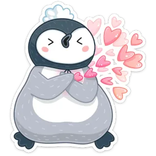 ❤️ пингвин, милый, сердечки, любовь, стикер, животное, мультфильм whatsapp sticker