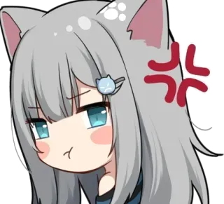 😤 อนิเมะ, สาวแมว, น่ารัก, โกรธ, สติกเกอร์, มังงะ telegram sticker