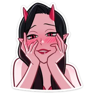 🥰 ác quỷ, cô gái, quỷ dữ, sừng, anime whatsapp sticker