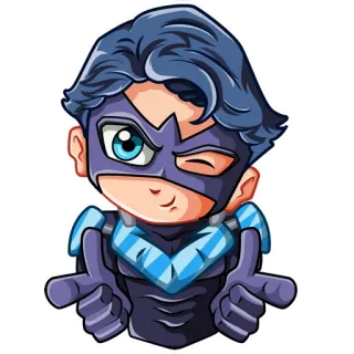 😉 Nightwing Nightwing, DC Comics, supereroe, occhiolino, pollice in su whatsapp sticker