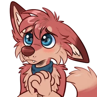 😢 anthropomorphe, furry, renard, mignon, triste, inquiet telegram sticker