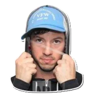 🙂 osoba, mężczyzna, bluza z kapturem, kapelusz, środkowy palec telegram sticker