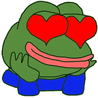 😻 frog, pepe, love, hearts, meme, emoticon whatsapp sticker
