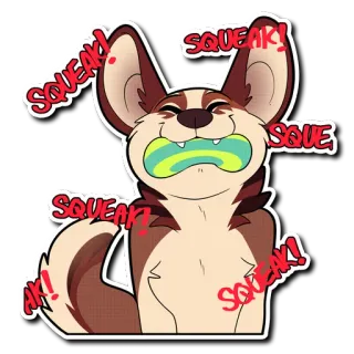 🗯 SQUEAK! perro, dibujo animado, chirrido, juguete, animal telegram sticker