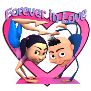 💕 Forever in Love amour, couple, toujours, dessin animé, coeur, romance, affection whatsapp sticker