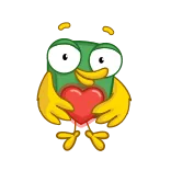 😍 새, 만화, 하트, 사랑, 귀여운, 노란색, 초록색 whatsapp sticker