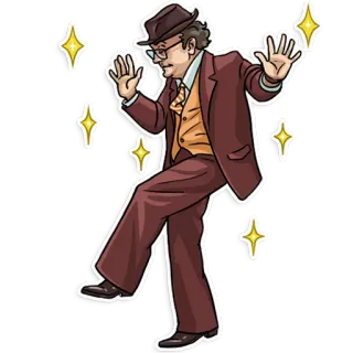 🕺 мужчина, танцы, шляпа, блестки, смешной, иллюстрация telegram sticker