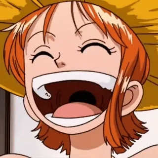 😂 Nami One Piece Animé, Manga, Personnage, Cheveux orange, Sourire, Chapeau de paille telegram sticker