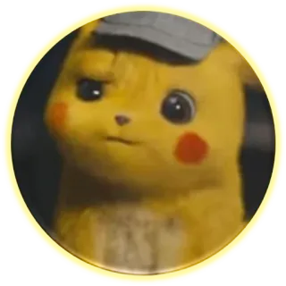 🤔 Pikachu Detective Pikachu Pikachu, Detetive, Pokémon, Personagem, Filme, Desenho animado, Amarelo telegram sticker