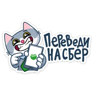😀 Переведи НАСБЕР kot, bankowość, Sberbank, przelew, pieniądze, cyfrowy, gospodarka telegram sticker