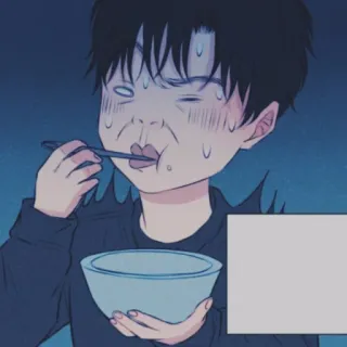 ➿ comiendo, niño, tazón, cuchara, hambre, dibujos animados telegram sticker