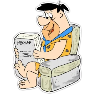 🗞 Fred Flintstone The Flintstones NEWS cartoon, Fred Flintstone, reading, news, character telegram sticker