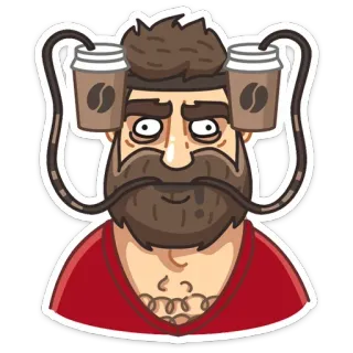 ☕️ hombre, café, barba, loco, hipster, bebidas whatsapp sticker