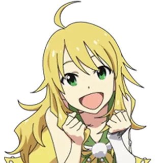 😍 anime, menina, cabelo amarelo, feliz, desenho animado whatsapp sticker