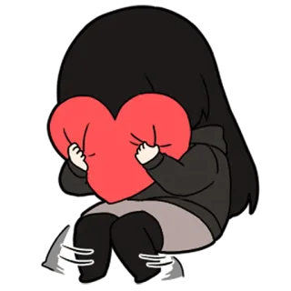 ❤️ cartoon, heart, love, sad, girl telegram sticker