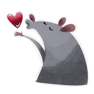😘 szczur, serce, miłość, zwierzę, kreskówka, naklejka whatsapp sticker