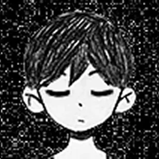 😌 Omori jeu vidéo, noir et blanc, personnage, impassible, triste telegram sticker
