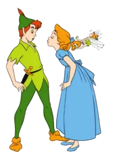 😘 Peter Pan ปีเตอร์แพน, เวนดี้ ดาร์ลิ่ง, นางฟ้า, แฟนตาซี, การ์ตูน telegram sticker