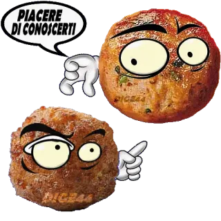 🤝 PIACERE DI CONOSCERTI almôndega, desenho animado, comida, saudação, personagem telegram sticker