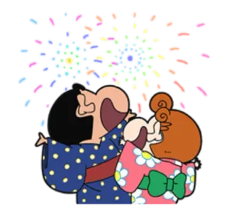 🎎 dibujos animados, fuegos artificiales, celebración, yukata, feliz, festival telegram sticker