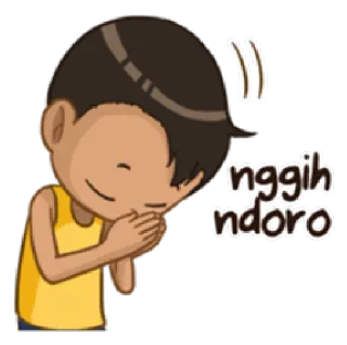 👍 nggih ndoro menino, cumprimento, respeito, desenho animado, cabelo castanho telegram sticker