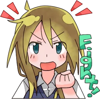 👊 Fight! Anime, Luta, Irritado, Expressão, Desenho animado telegram sticker