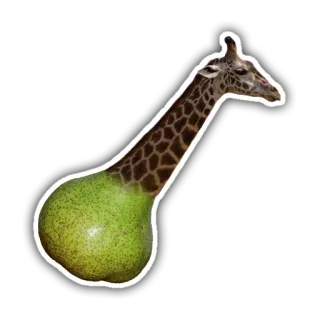 🍐 jirafa, pera, fruta, animal, híbrido, divertido, raro whatsapp sticker