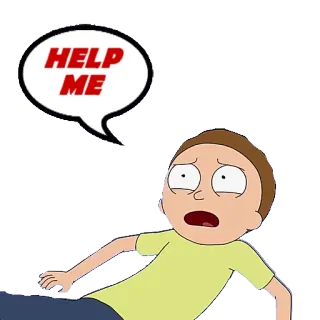🆘 Morty Rick and Morty HELP ME Morty, Rick y Morty, dibujos animados, ayuda, angustiado telegram sticker