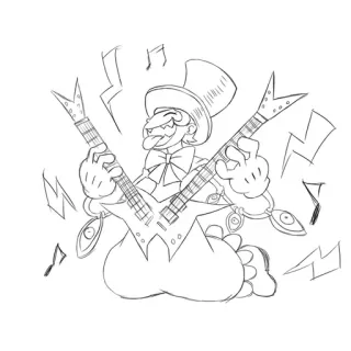 🎸 character, guitar, music, illustration, drawing telegram sticker