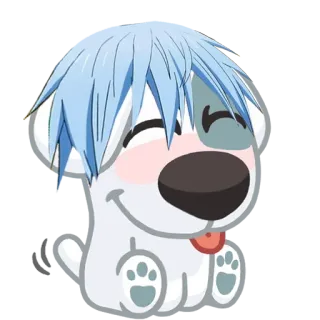 ☺️ dog, cartoon, cute, anime, blue hair, puppy whatsapp sticker