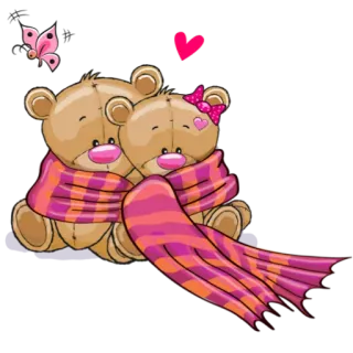 👌 orsi di peluche, cartoni animati, sciarpa, amore, carino, cuori, farfalla whatsapp sticker