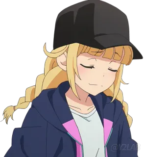 😏 @Y2LAB3 anime, desenho animado, menina, sorrindo, chapéu telegram sticker