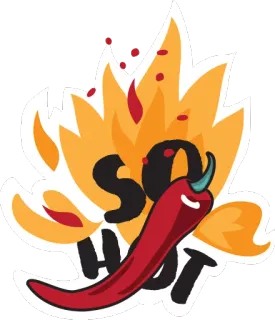 🔥 SO HOT peperoncino, pepe, piccante, speziato, fuoco, cibo, cucina, ingredienti telegram sticker